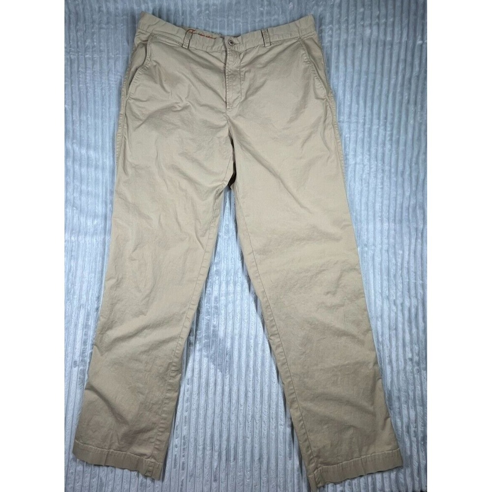 Tommy Bahama Chino Pants Men's 36x33‎ Boracay Flat Front Beige Casual *Flaws